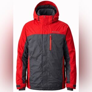 Columbia Omni-Tech Interchange Jacket Men’s XL Red Gray Waterproof Hooded Coat